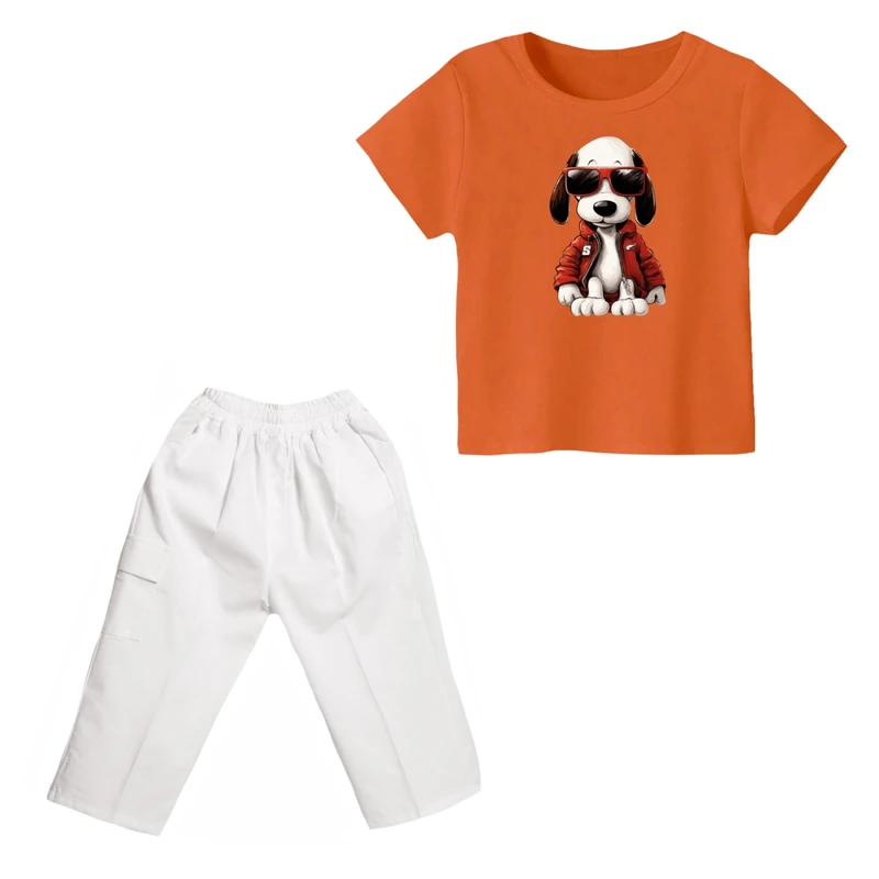 ست تی شرت و شلوارک پسرانه مدل اسنوپی کد ۹۵