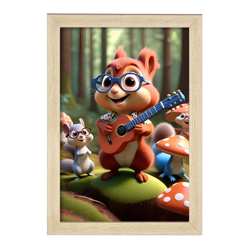 تابلو خندالو مدل سنجاب نوازنده کد F7786