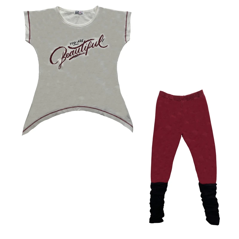 ست تی شرت و لگینگ دخترانه مدل 2086