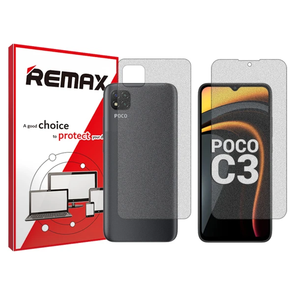 محافظ صفحه نمایش مات ریمکس مدل HyMTT مناسب برای گوشی موبایل شیائومی Poco C3 به همراه محافظ پشت گوشی