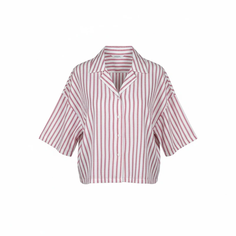 کراپ شومیز آستین سه ربع یقه دلبری زنانه ام ان جی مدل دلوان