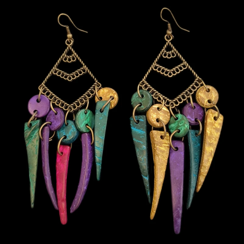 گوشواره زنانه مدل هندی چوبی