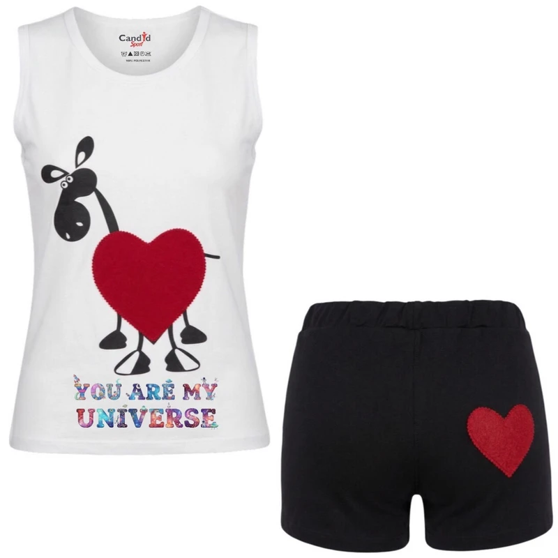 ست تاپ و شلوارک راحتی زنانه مدل قلب