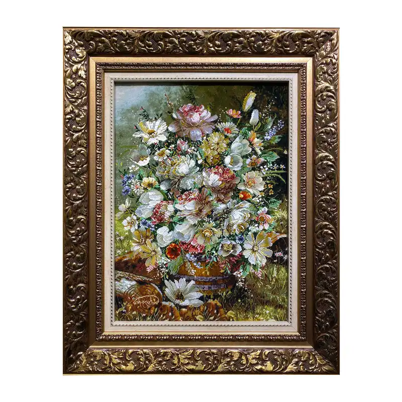 تابلو فرش دستبافت طرح گل کد 11091394