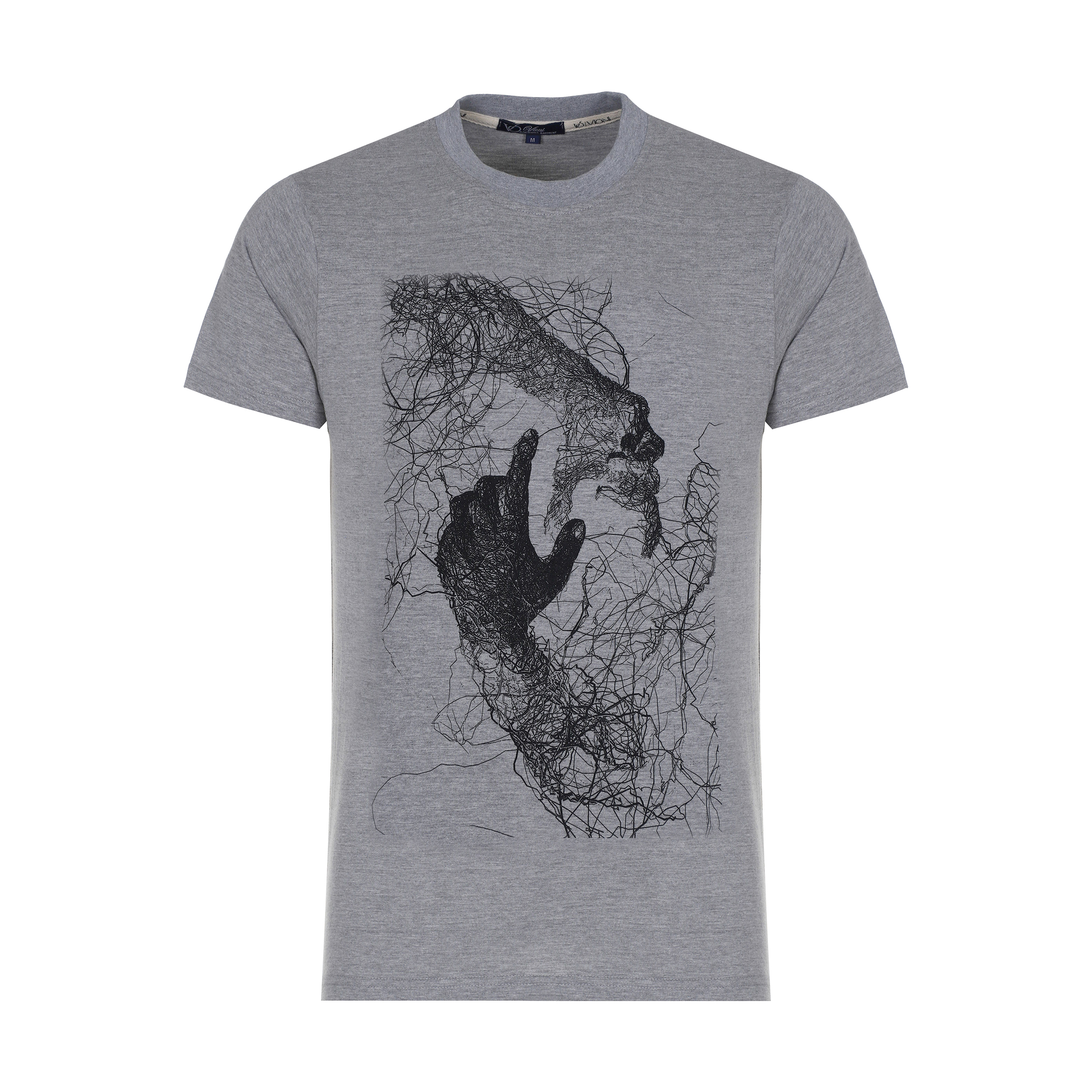 تی شرت آستین کوتاه مردانه مدل دست رنگ طوسی