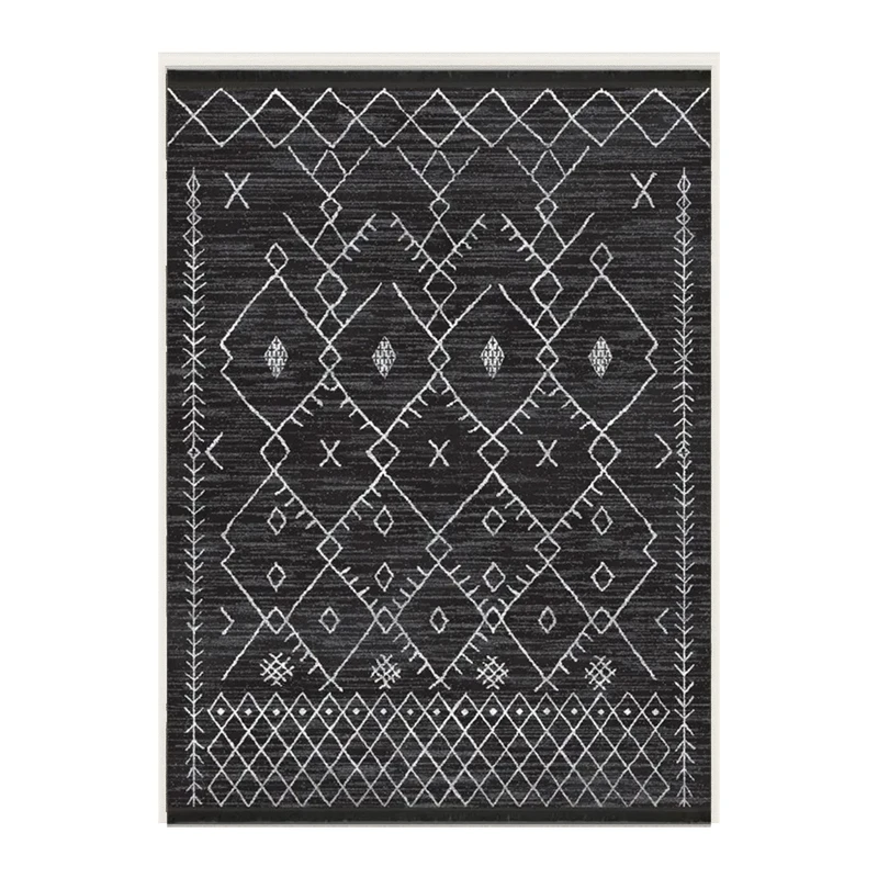 فرش ماشینی 1000 شانه زمینه خاکستری حاشیه طوسی هانوکس مدل مراکشی کد MHX.007.2