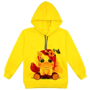 هودی دخترانه مدل تکشاخ F143 رنگ زرد