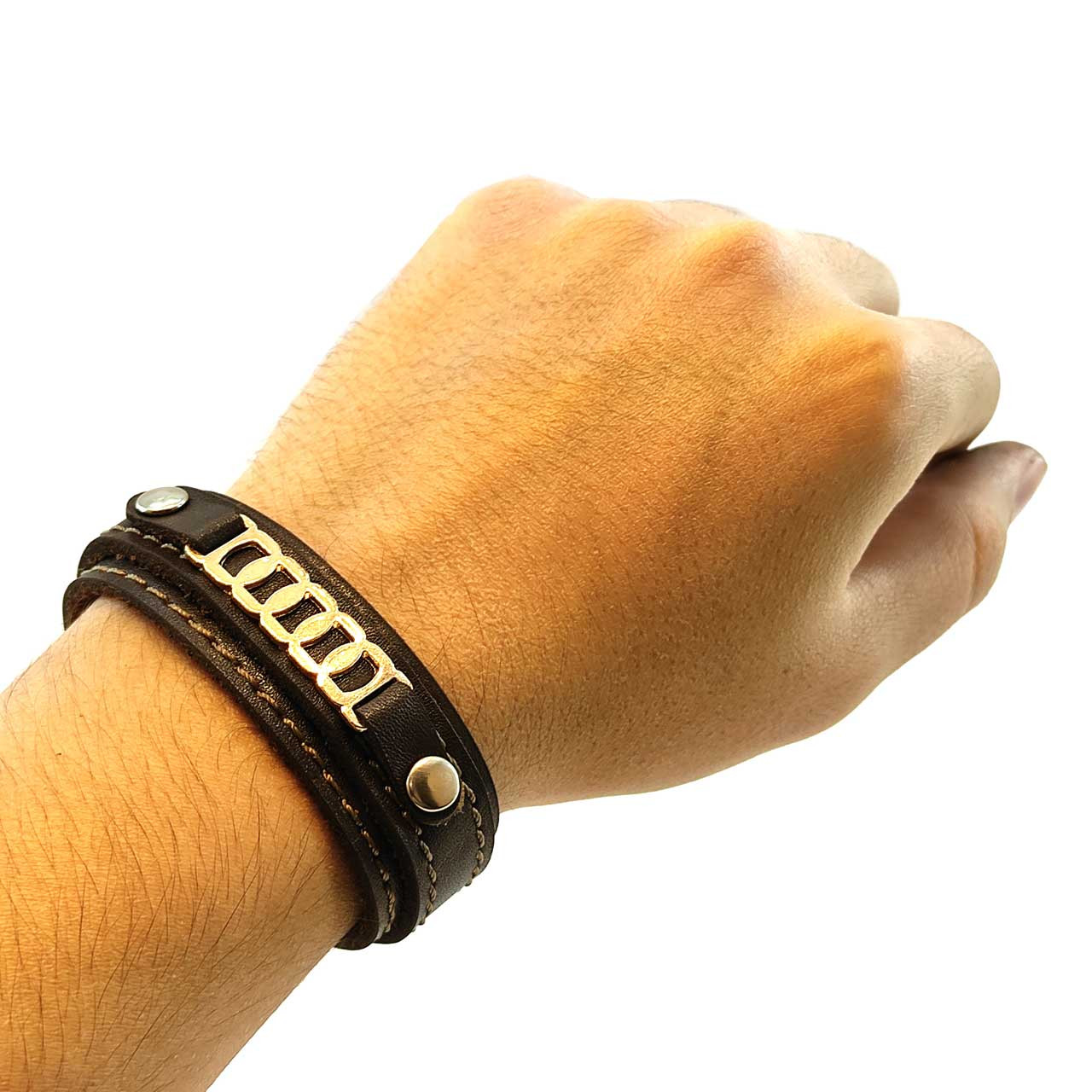 دستبند مردانه کارگاه چرم مدل حلقه کد 06