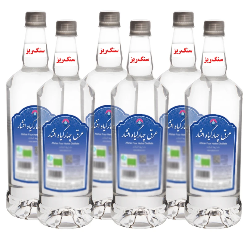 عرق چهارگیاه سنگ ریز افشار - 1 لیتر بسته 6 عددی