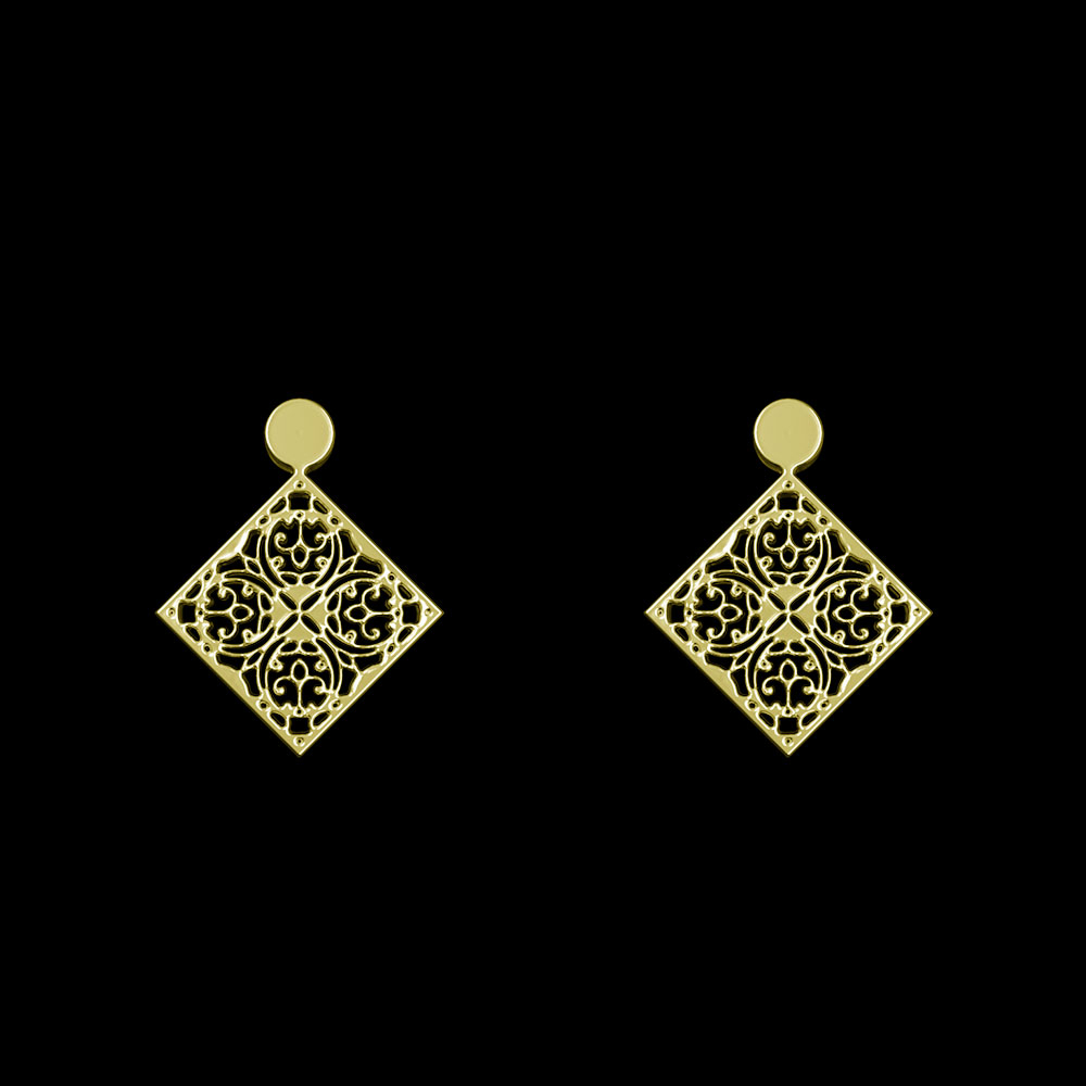 گوشواره طلا 18 عیار زنانه مدوپد مدل هندسی کد GA1-13785