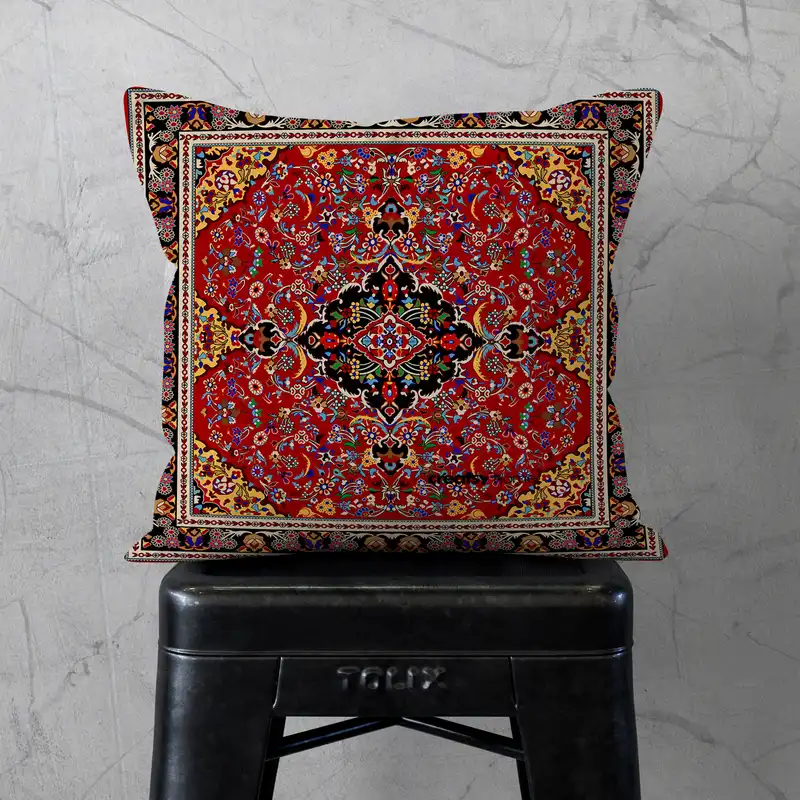 کاور کوسن مدل قالی دورو طرح دار کد 140052