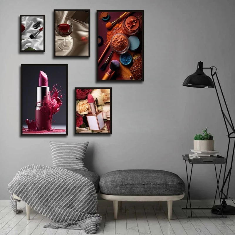 تابلو بکلیت طرح میکاپ و لوازم آرایش مدل B-2837 مجموعه 5 عددی