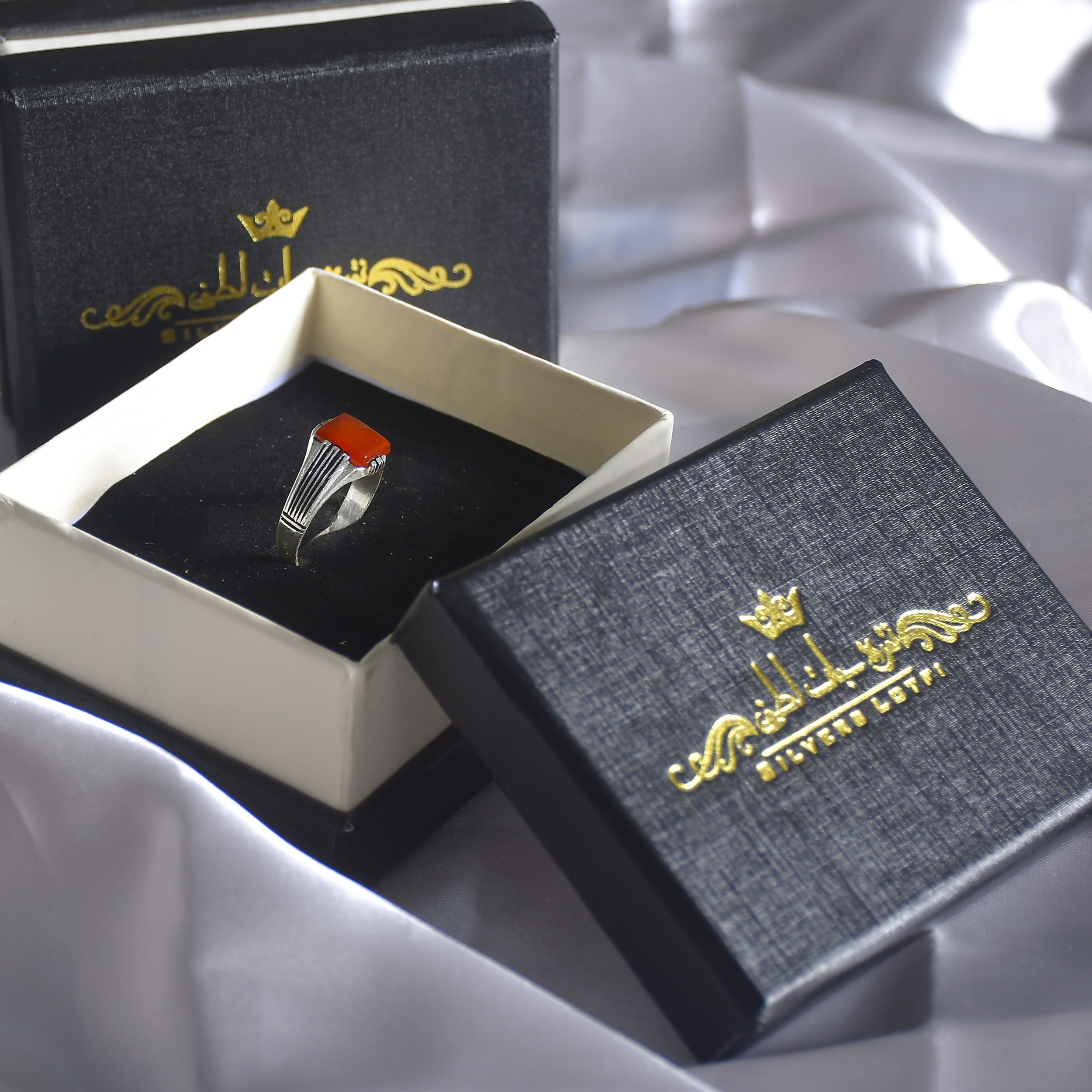 انگشتر نقره مردانه نقره جات لطفی مدل عقیق کد ANMS019E01