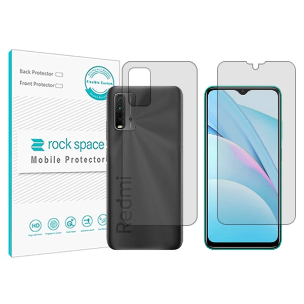 محافظ صفحه نمایش شفاف راک اسپیس مدل HyGEL مناسب برای گوشی موبایل شیائومی Redmi 9T  به همراه محافظ پشت