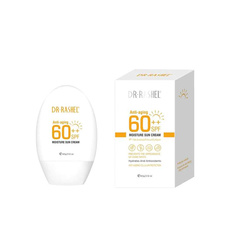 کرم ضد آفتاب بدون رنگ دکتر راشل SPF60 مدل 001 محافظ UVA ،UVB، ضد آب، مناسب انواع پوست حجم 60 میلی‌لیتر