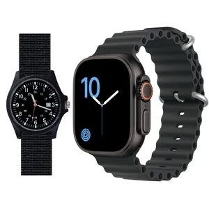 ساعت هوشمند 2.02 اینچی ویکتوری مدل HX9 ULTRA MAX با بند پارچه ای به همراه ساعت مچی