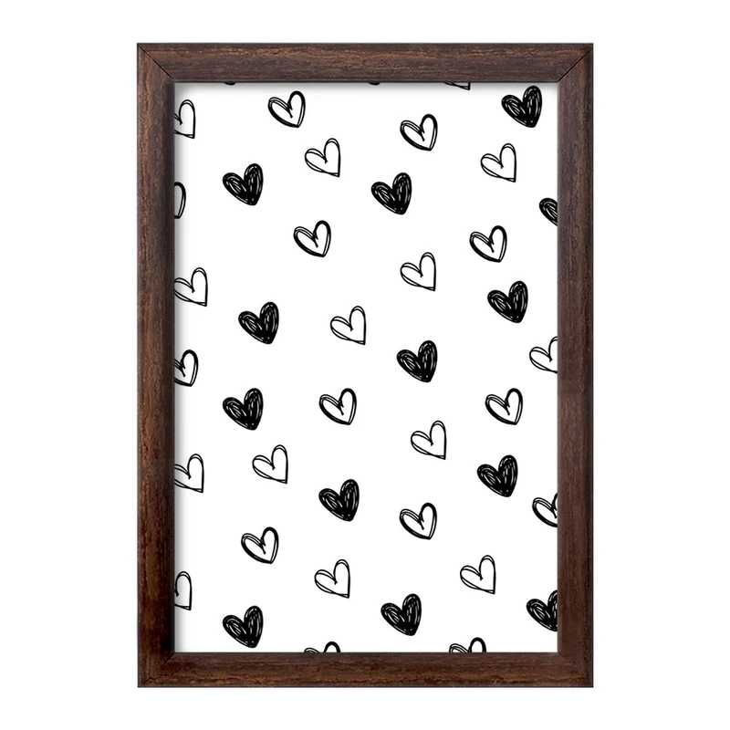 تابلو خندالو طرح پترن قلب سیاه و سفید کد F3878