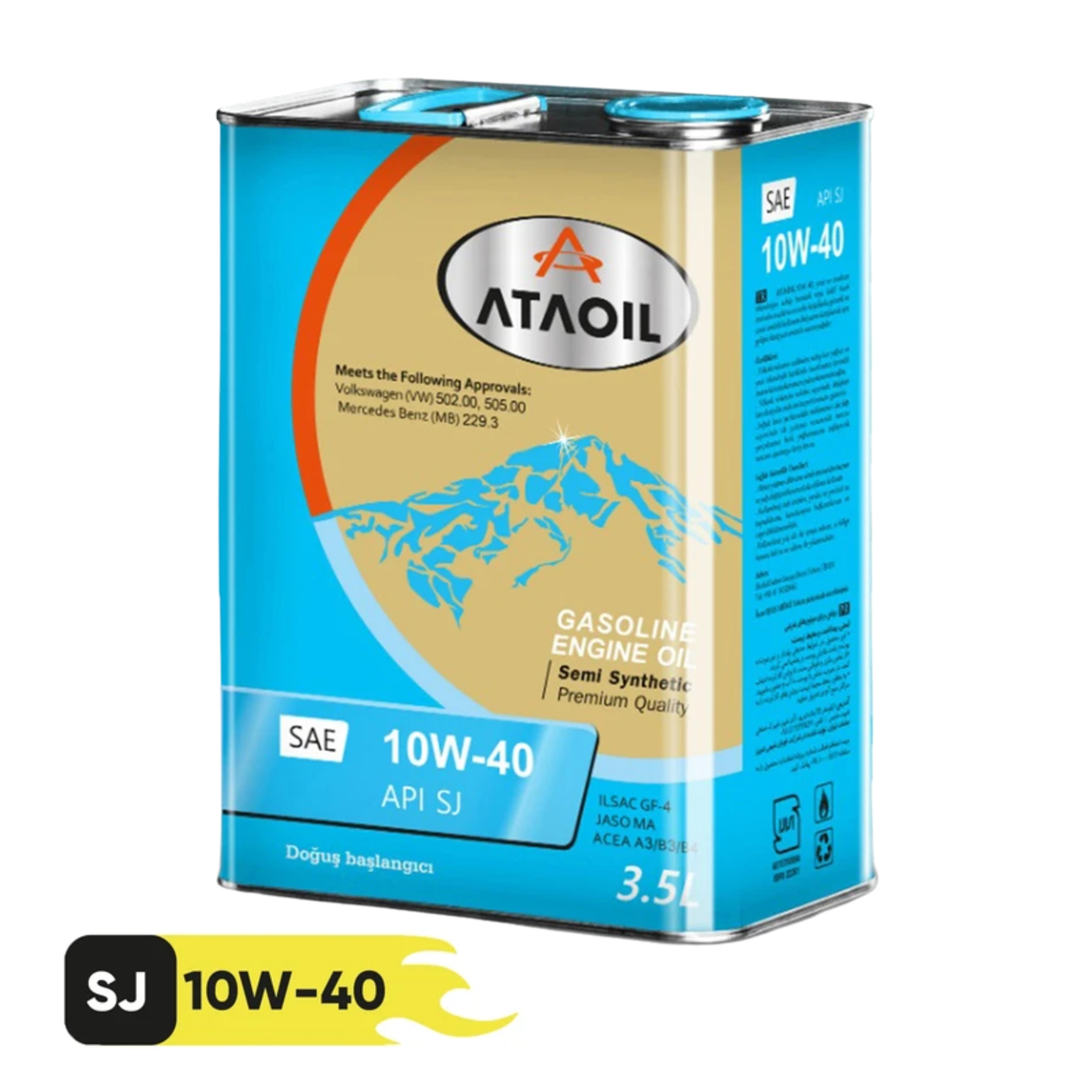 روغن موتور بنزینی آتا اویل مدل 10w-40 sj حجم 3.5 لیتر