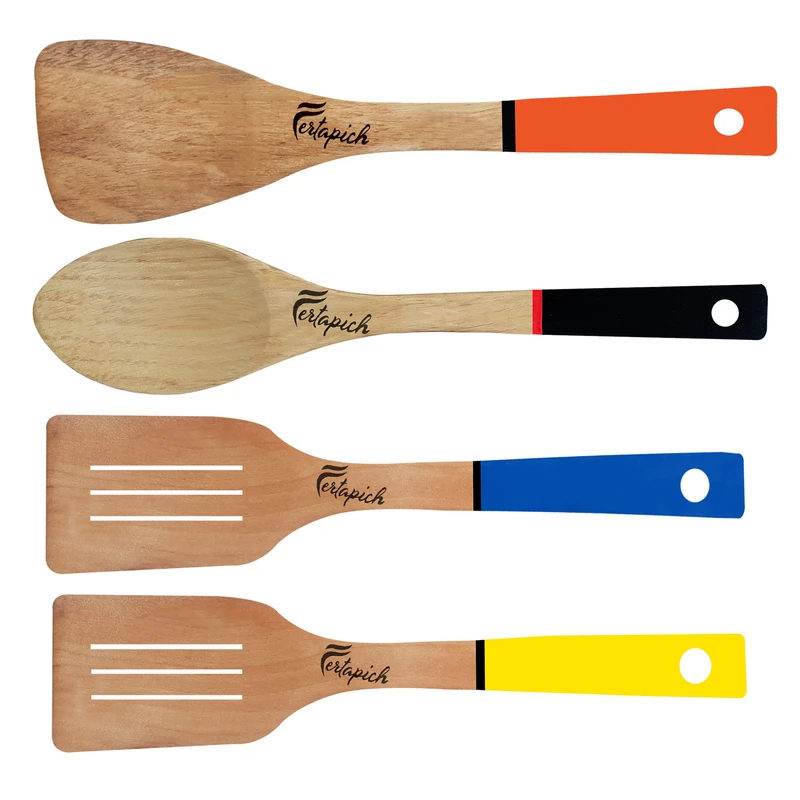 سرویس کفگیر و ملاقه 4 پارچه فرتاپیچ مدل چوبی کد 066