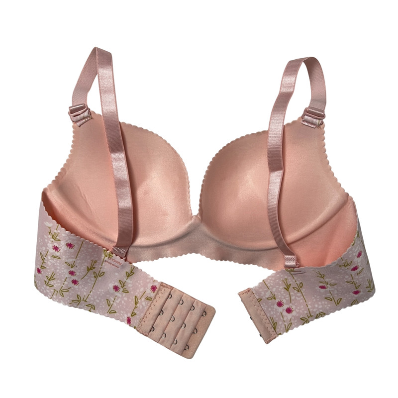 سوتین زنانه مدل اسفنجی لیزری بدون فنر کاپ A طرحدار رنگ صورتی