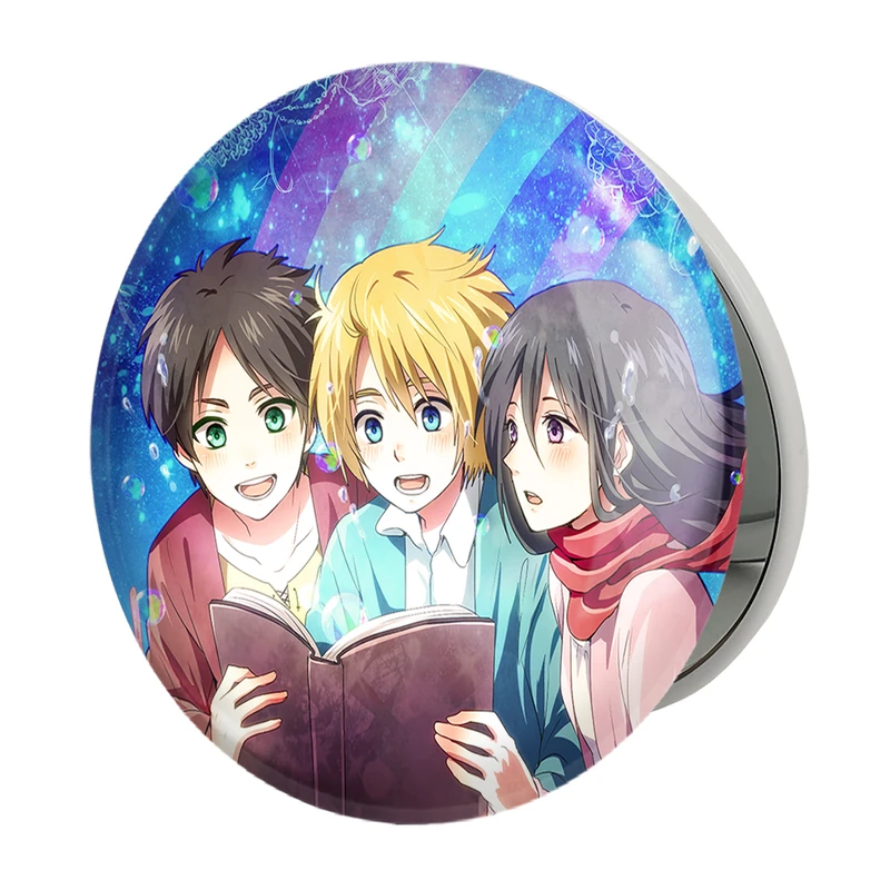 آینه جیبی خندالو طرح ارن و میکاسا و آرمین انیمه اتک آن تایتان Attack on Titan مدل تاشو کد 10970 