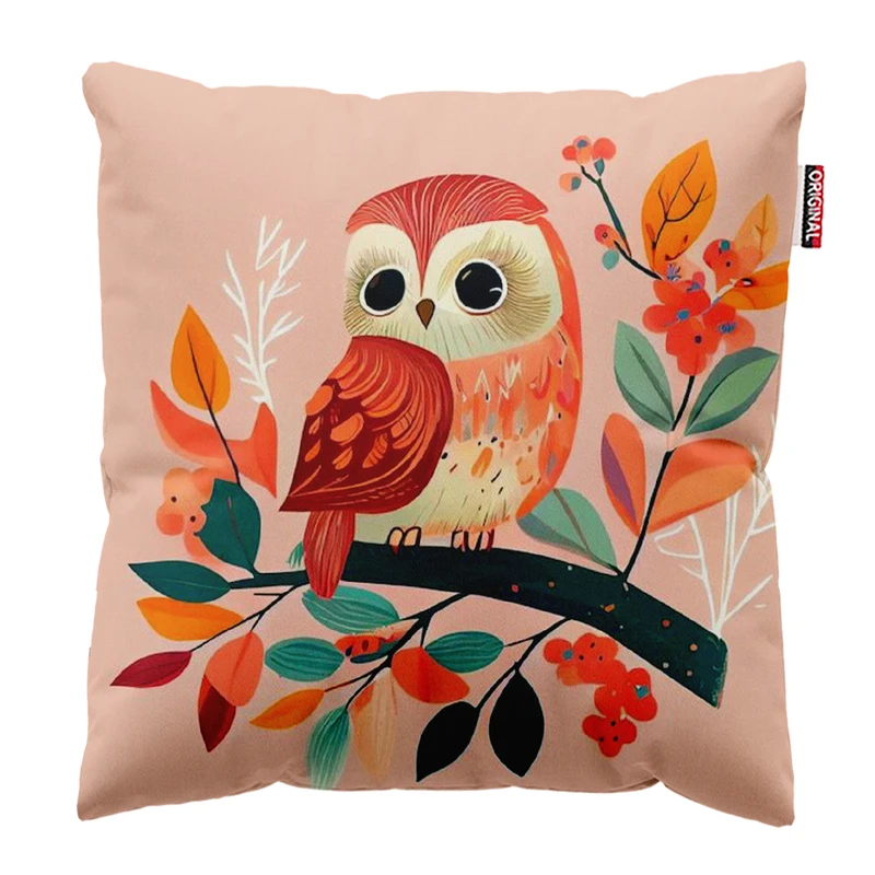 کوسن پاد آفرین مدل جغد رنگی کیوت کد 555 سایز 30*30 سانتی متر