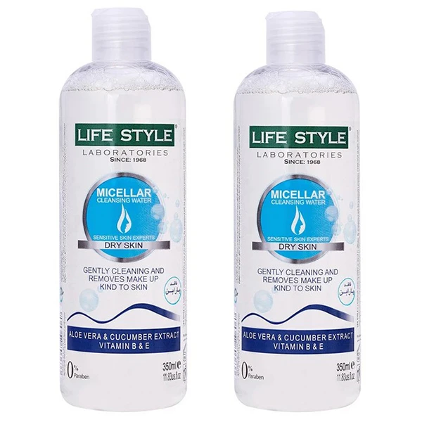 محلول پاک کننده آرایش لایف استایل مدل عصاره خیار حجم 350 میلی لیتر مجموعه دو عددی