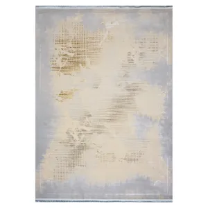 Machine-made carpet 1200 comb, cream background, gray border, acrylic model, code 9029