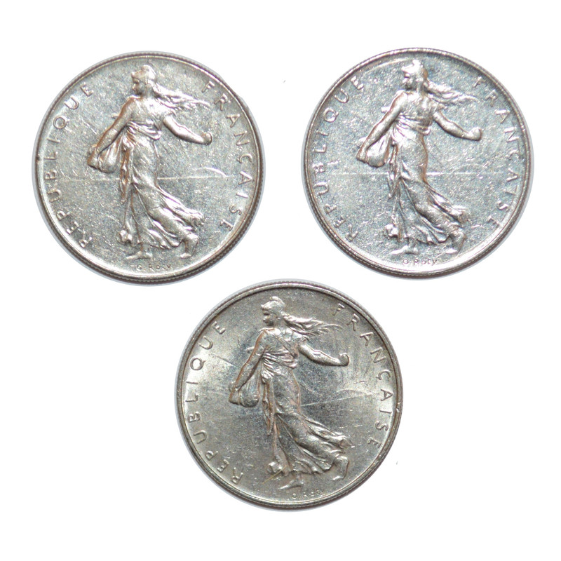 سکه تزیینی طرح کشور فرانسه مدل یک فرانک مجموعه 3 عددی