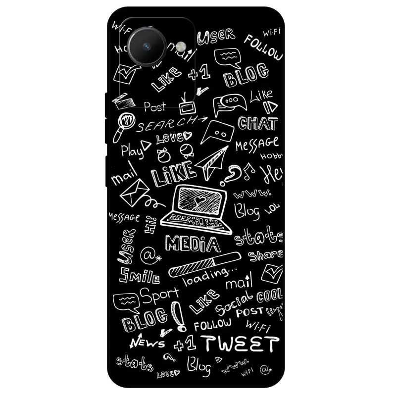 کاور مگافون طرح رسانه های اجتماعی مدل 1898 مناسب برای گوشی موبایل ریلمی C30 / C30S    