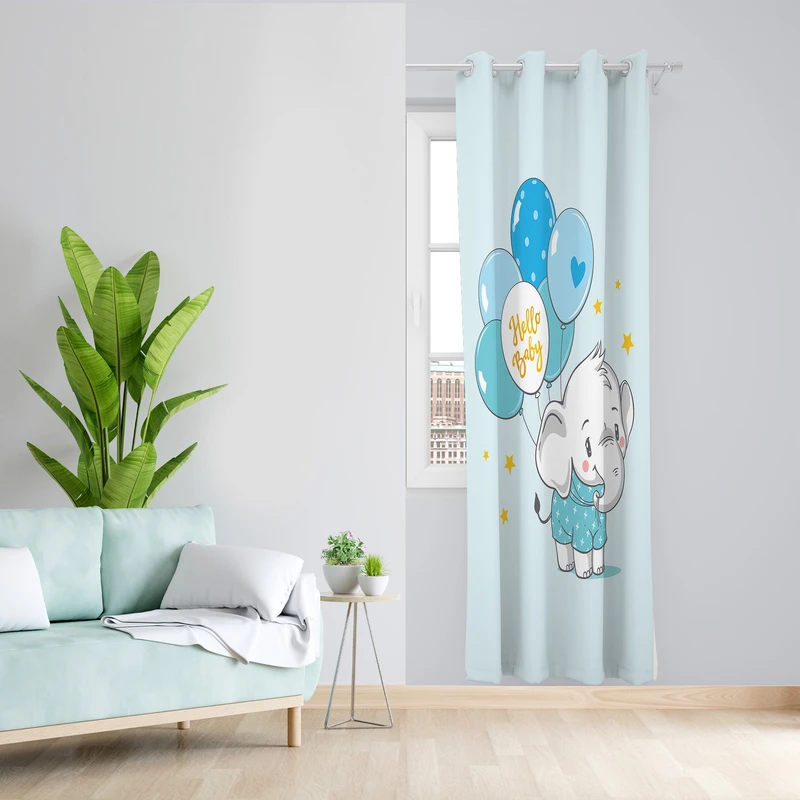 پرده طرح کودک مدل مخمل پانچی کد L 1743 Z سایز 140x200 سانتی متر