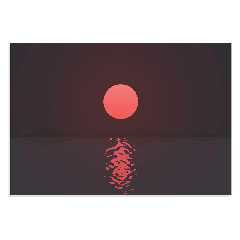 تابلو شاسی طرح نقاشی مینیمال غروب آفتاب Ripple Water Minimal Sunset مدل NV0857