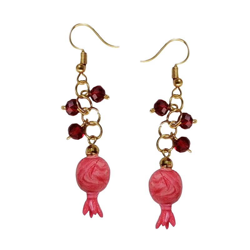 گوشواره دخترانه مدل انار مرمری گوشواره دخترانه مدل انار مرمری