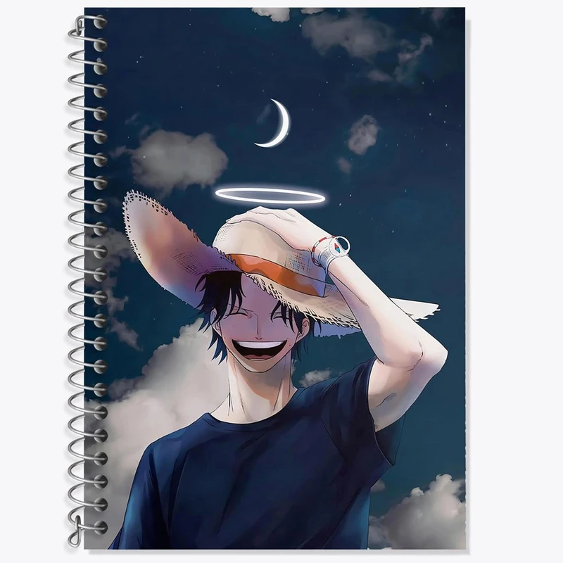 دفتر زبان 50 برگ خندالو مدل سه خط طرح لوفی انیمه وان پیس One Piece کد 17221