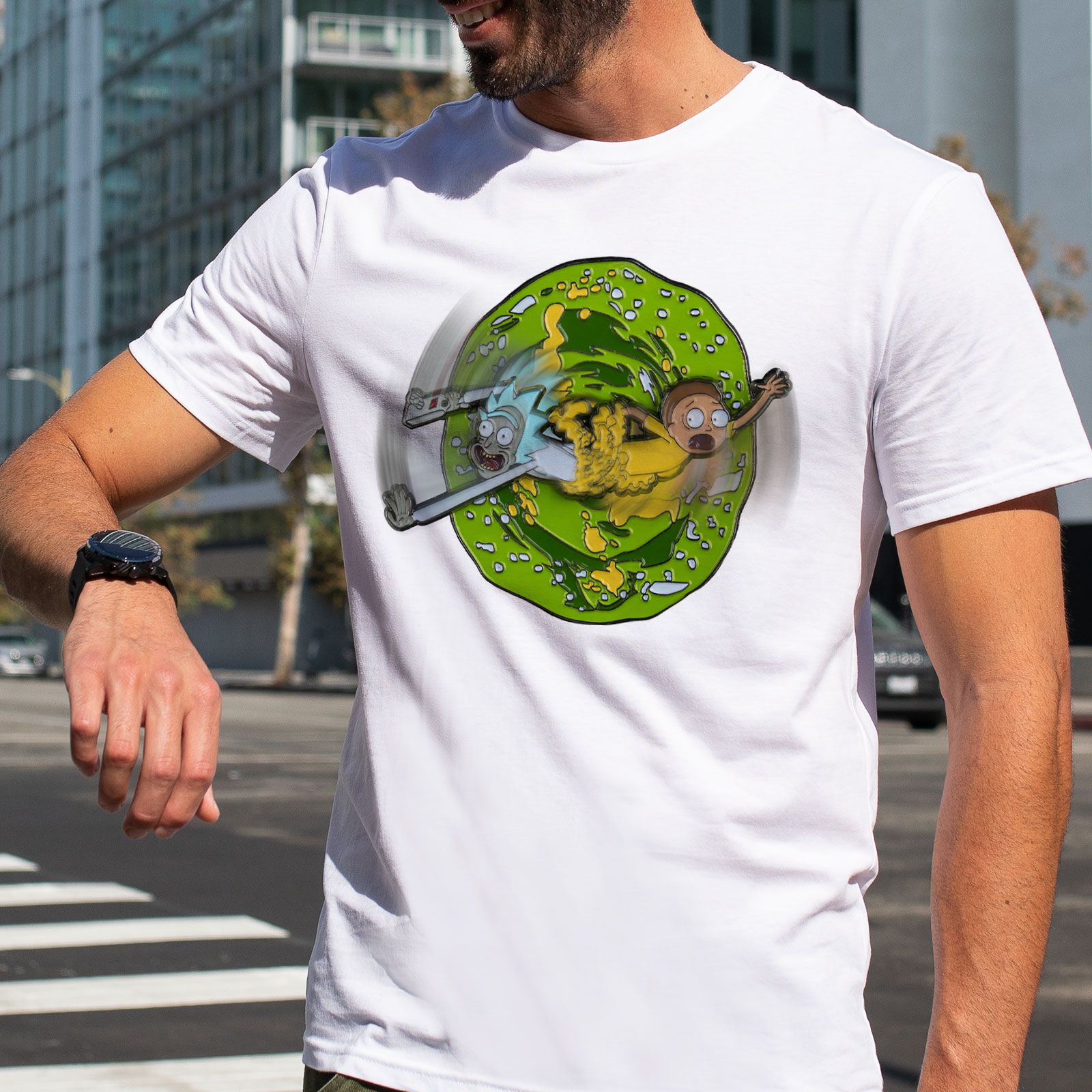 تی شرت آستین کوتاه مردانه هومرو مدل TW232 طرح ریک و مورتی -  - 7