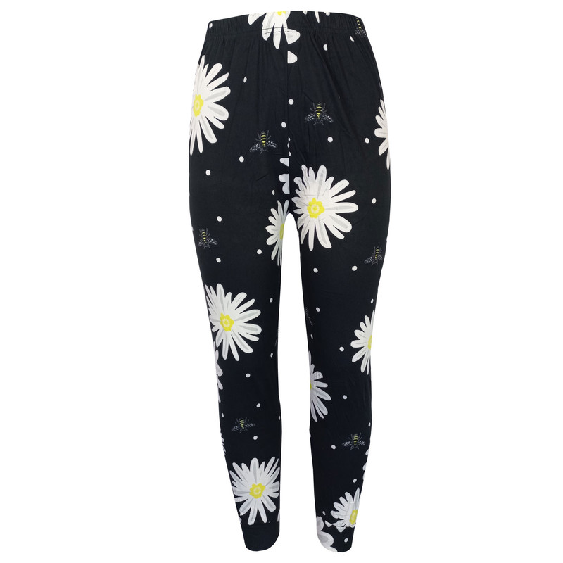 شلوار راحتی زنانه مدل Chamomile flower رنگ مشکی