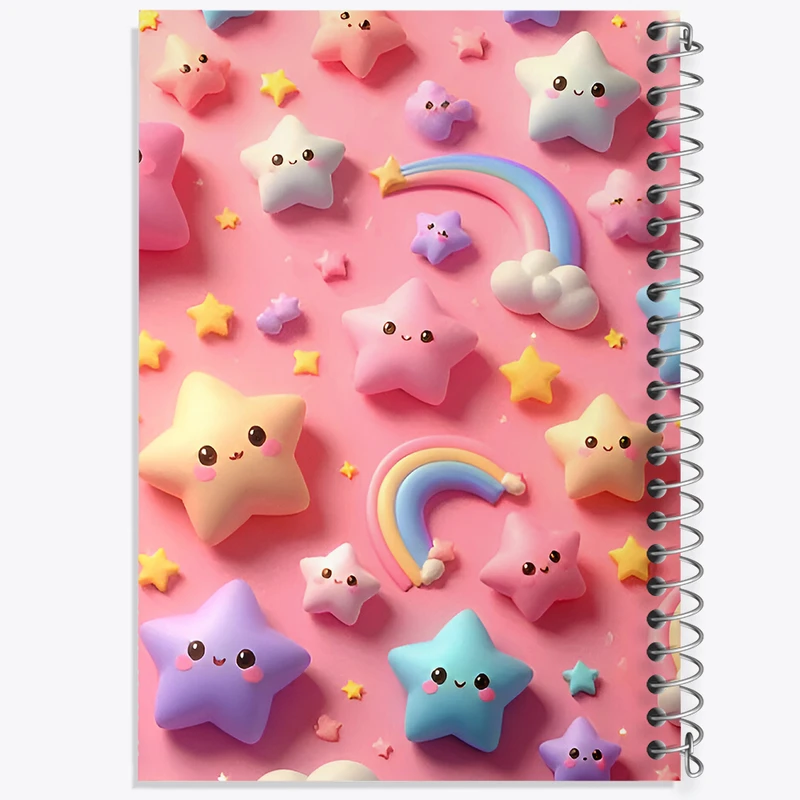 دفتر ژورنال نویسی 50 برگ خندالو مدل نقطه ای طرح پترن ستاره ای کیوت کد N5781