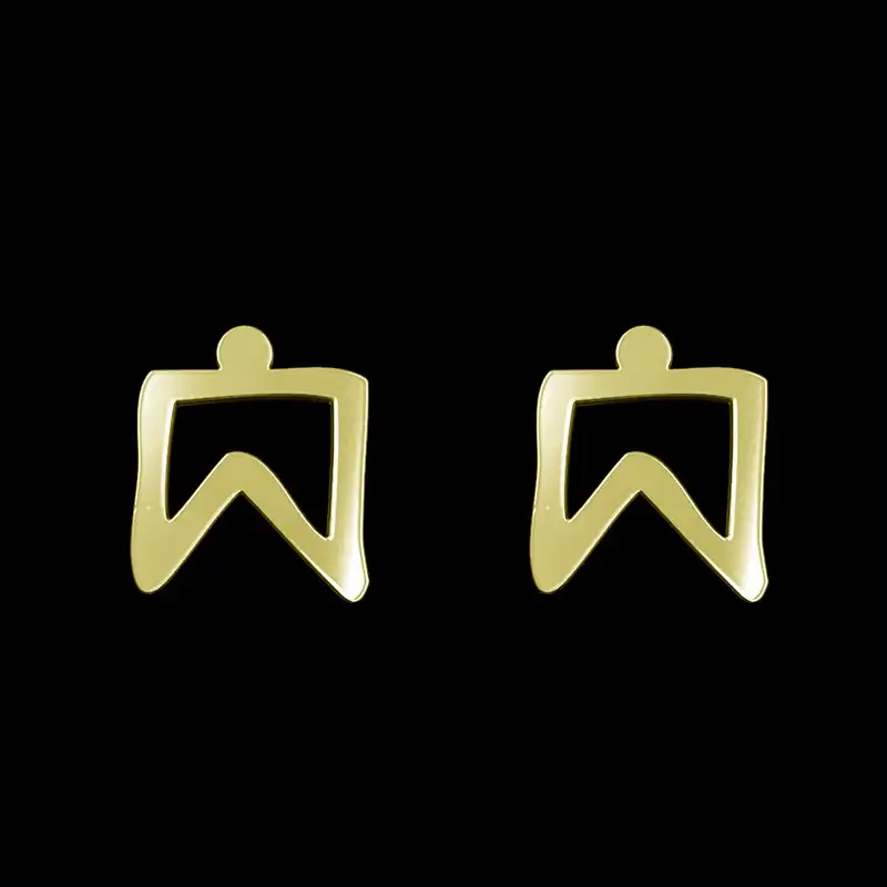 گوشواره طلا 18 عیار زنانه مدوپد مدل هندسی کد GA1-16111