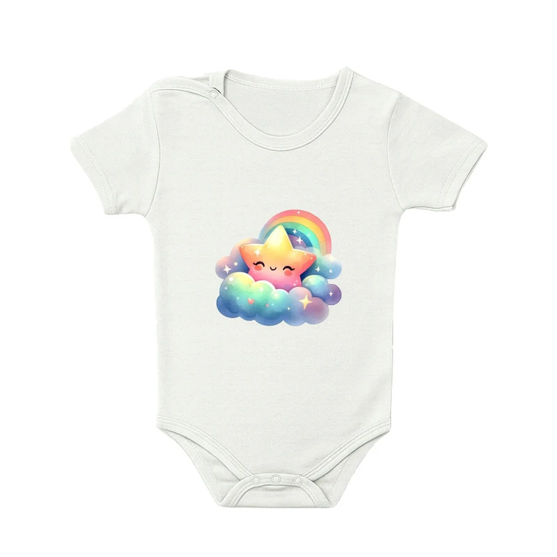 بادی آستین کوتاه نوزادی مدل رنگین کمان