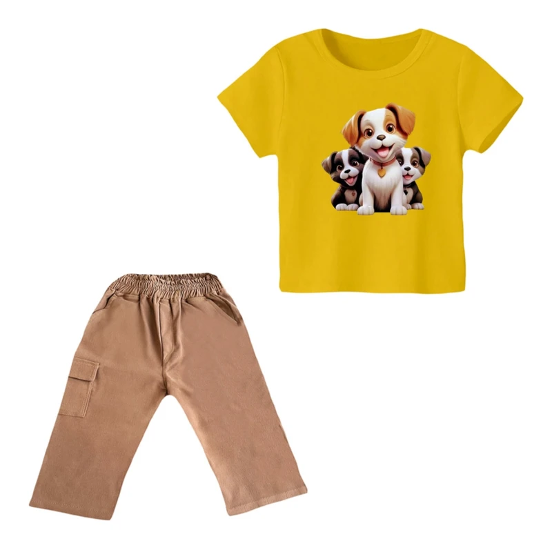 ست تی شرت و شلوارک پسرانه مدل سگ کد ۳