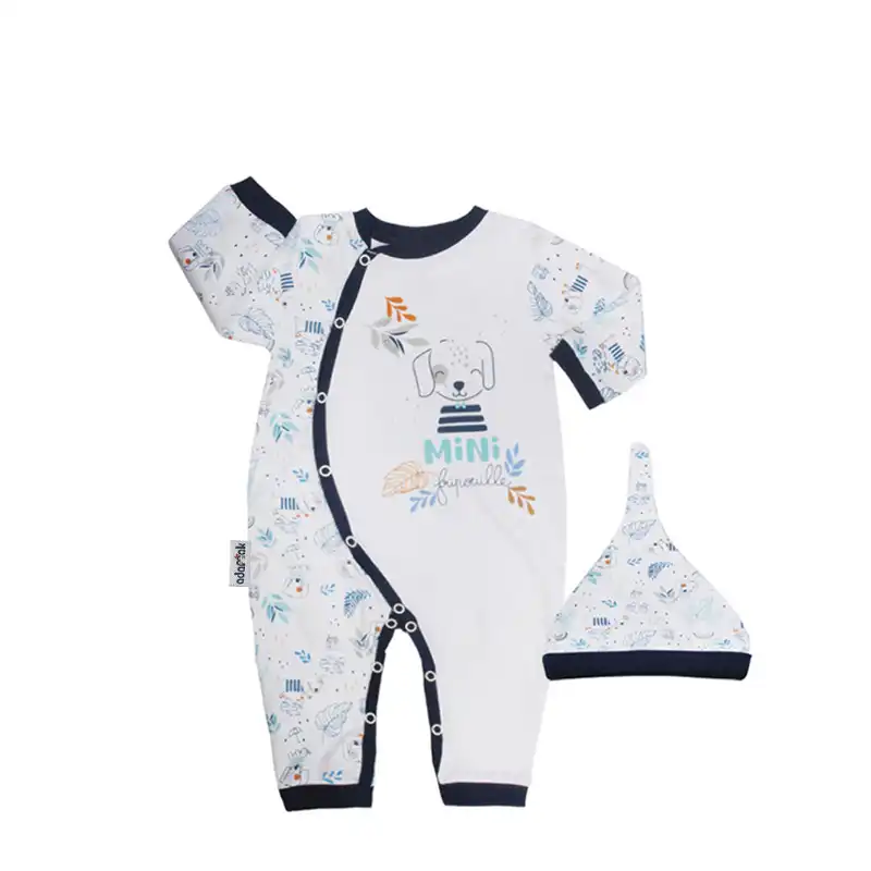ست سرهمی و کلاه نوزادی آدمک مدل mini کد 010003