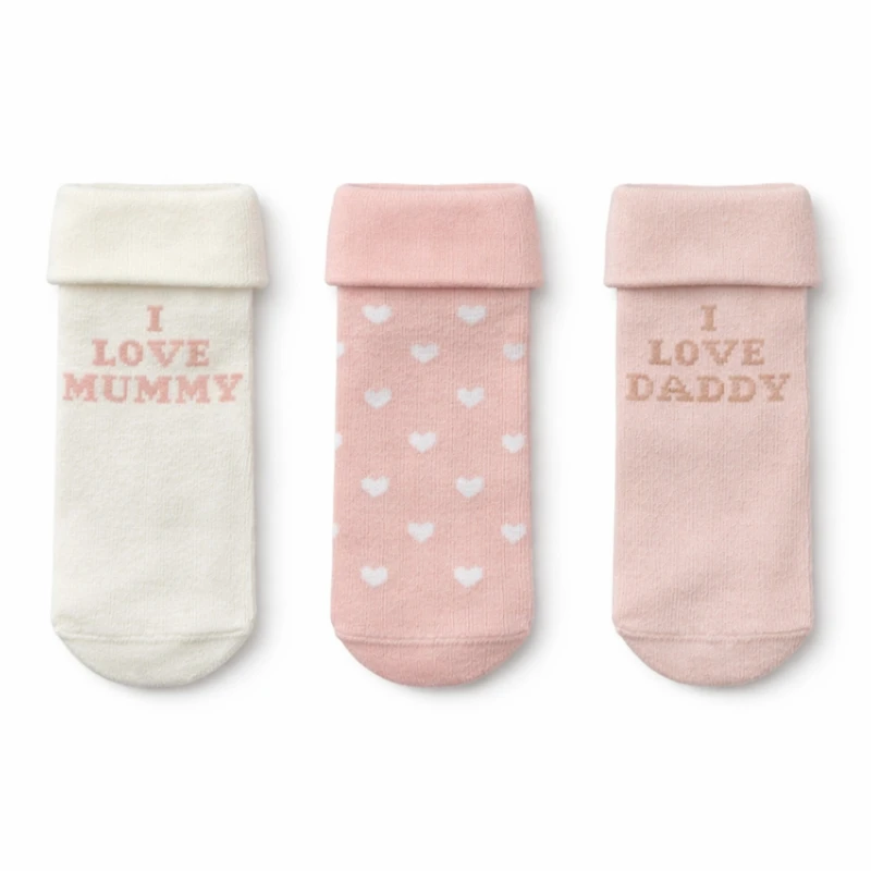 جوراب ساق کوتاه نوزادی سی اند ای مدل Lovemomy بسته سه عددی