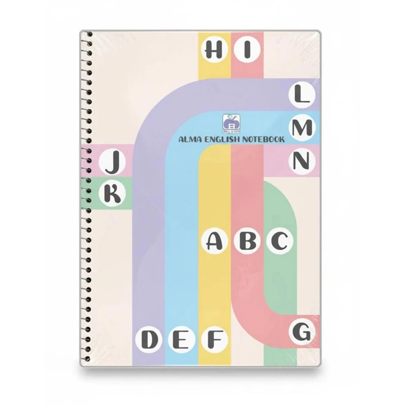 دفتر زبان 60 برگ آلما طرح PASTEL COLORS مدل سه خط کد 7641