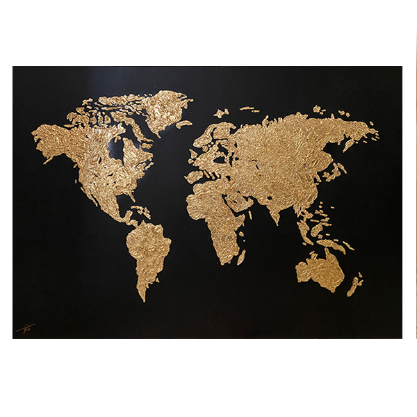 نکته خرید - قیمت روز تابلو نقاشی ورق طلا مدل نقشه جهان کد A0009 خرید