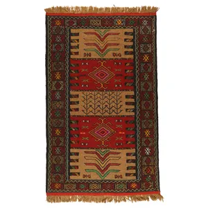 گلیم دستبافت دومتری طرح سفره کردی کد 1405170