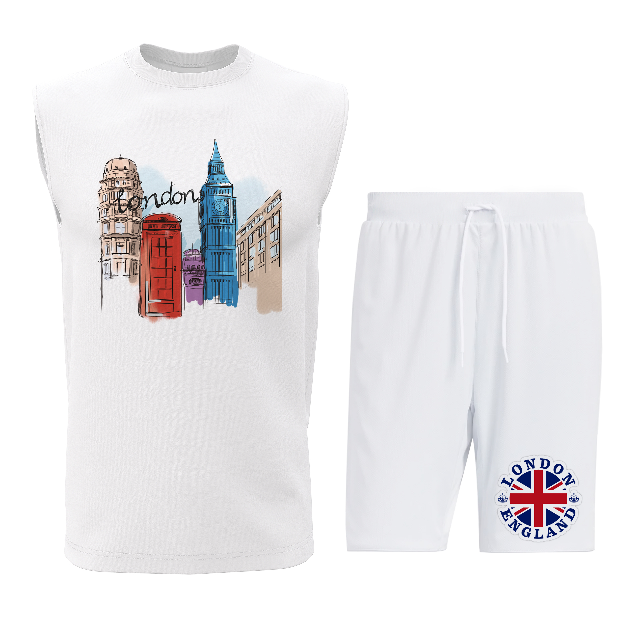 ست تاپ و شلوارک مردانه طرح لندن مدل L014W