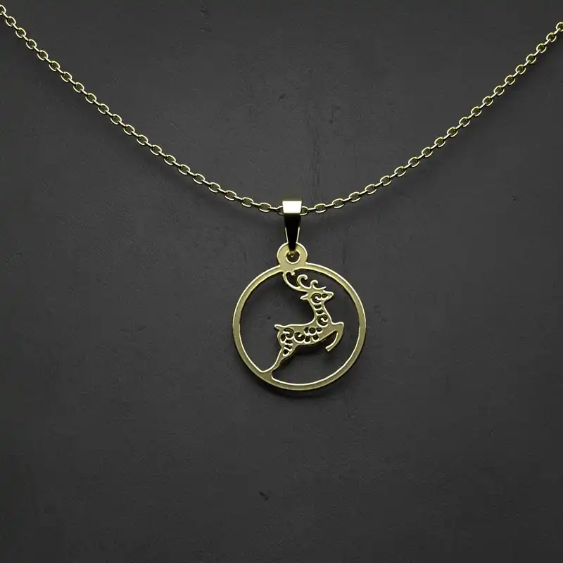 گردنبند طلا 18 عیار زنانه مدوپد مدل  طرح گوزن کد NN1258