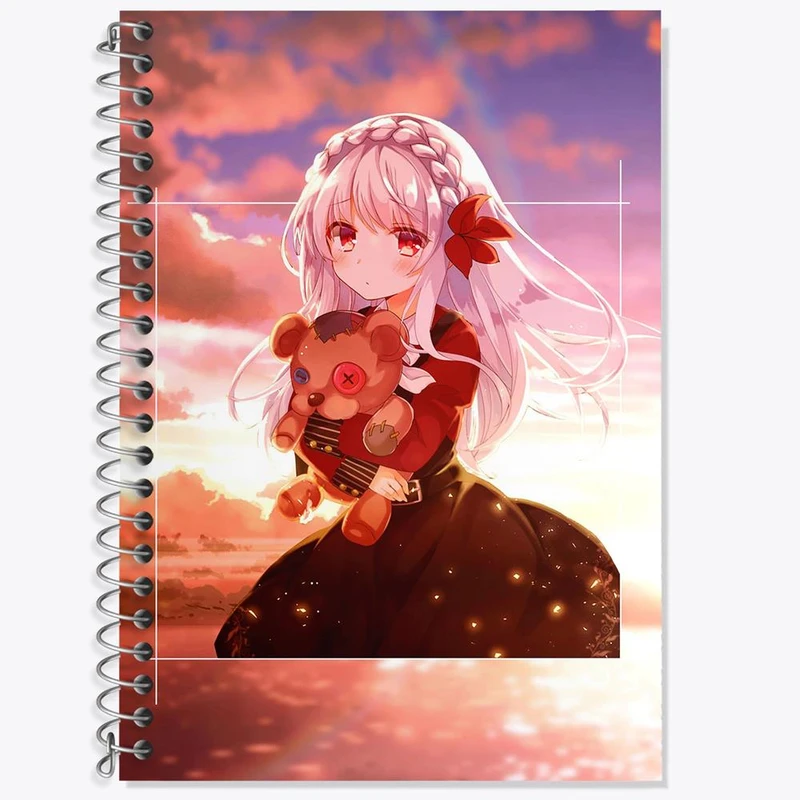 دفتر زبان 50 برگ خندالو مدل سه خط طرح دختر انیمه ای کد 18031