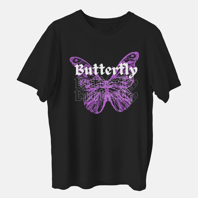 تی شرت آستین کوتاه زنانه مدل butterfly کد mo263