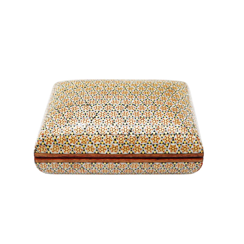 جعبه جواهرات خاتم کاری صنایع دستی فاخر مدل تمام خاتم صادراتی کد FullHQ1184Gold